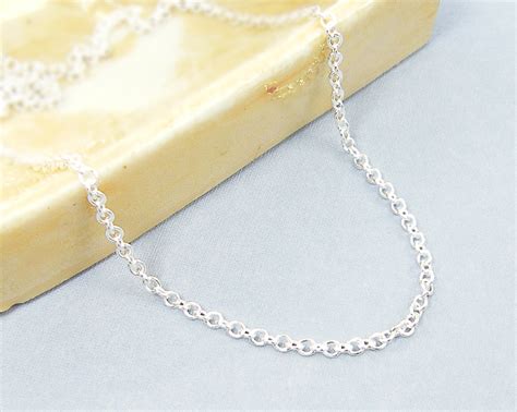 Silver Chain Necklace 24 Inch Small Link Silver Plated Cable