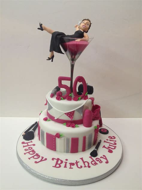 Womens 50th Birthday Pinkssilvermartini Glass 50th Birthday Cake Images 50th Birthday