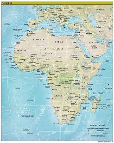 Mapa F Sico Y Pol Tico De Frica Mapas Milhaud