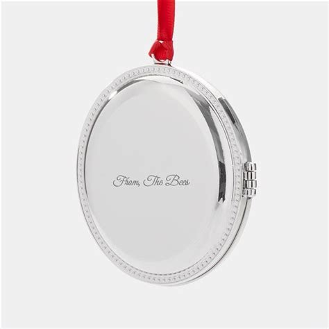 Engraved Silver Beaded Oval Locket Ornament