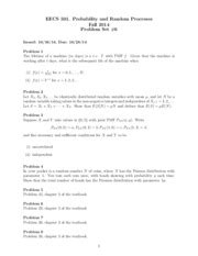 Eecs F Ps Eecs Probability And Random Processes Fall