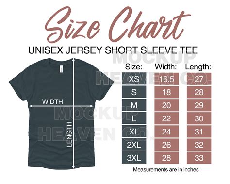 Bella Canvas 3001 Size Chart Mockup T Shirt Mockup Bella Etsy Size