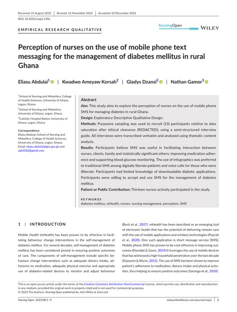 PDF Perception Of Nurses On The Use Of Mobile Phone Text Messaging