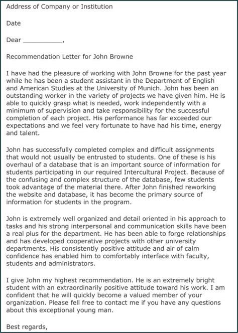 Example Of College Recommendation Letter Template Bogiolo