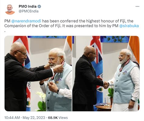 Highest Civilian Honours Of Fiji Papua New Guinea Conferred Upon Modi