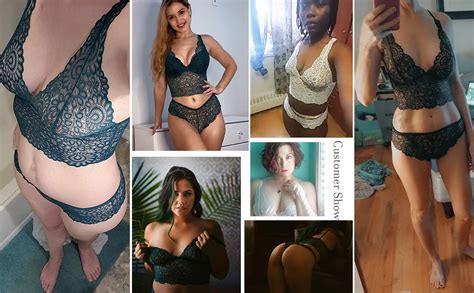 Amazon Adome Lingerie Set For Women Lace Bra And Panty Two Piece Babydoll Underwear Black