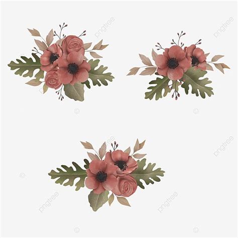 Aquarell Rote Blumenstrauß Sammlung Strauß Blume Aquarell PNG und