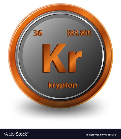 Krypton chemical element symbol Royalty Free Vector Image