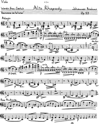 Alto Rhapsody Viola Sheet Music By Johannes Brahms Nkoda Free