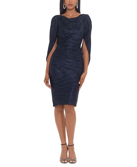 Betsy And Adam Metallic Cape Back Sheath Dress Macys