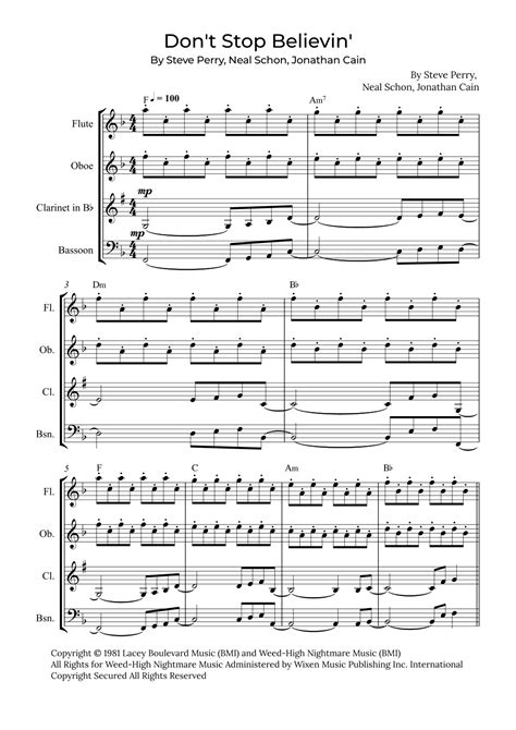 Dont Stop Believin Arr Alex Nunes Rodrigues By Journey Sheet Music For Woodwind Ensemble At