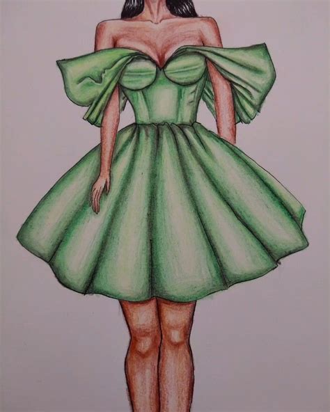 Green Dress Illustration Fashion Illustration Collage Dress