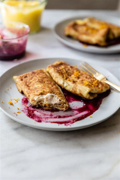 Dairy Free Cheese Blintz With Lemon Curd And Blueberry Danielle Walker