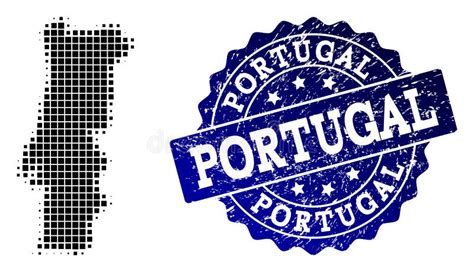 Pixelated Portugal Map Stock Vector Illustration Of Geographic