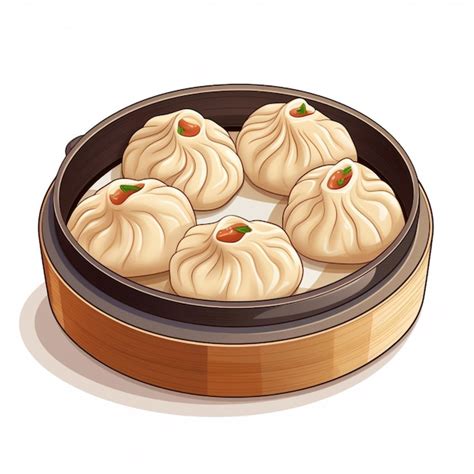 Premium AI Image | Xiao Long Bao 2d vector illustration cartoon in ...