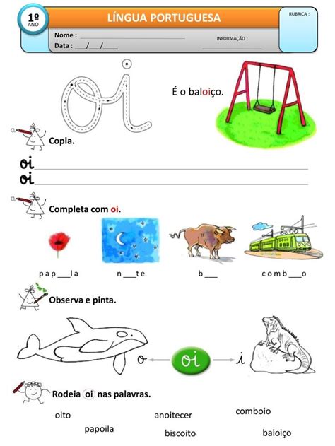 Ditongo oi Atividades alfabetização e letramento Atividades de