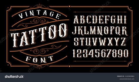 Vintage Tattoo Font Font Tattoo Studio Stock Vector Royalty Free