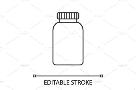 Prescription Pills Bottle Linear Icon Outline Icons ~ Creative Market