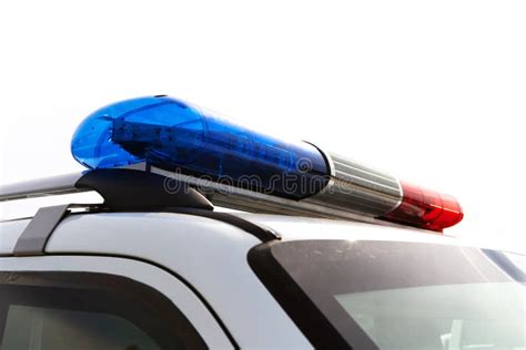 Flashing Lights, Russian Police Car. Close-up Stock Image - Image of ...