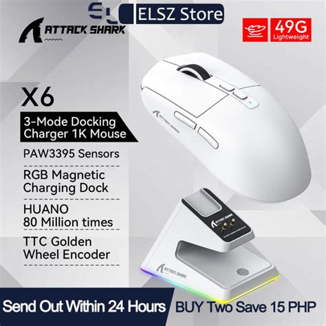 Attack Shark X6 PAW3395 Tri-Mode Wireless Mouse Charging RGB Base ...