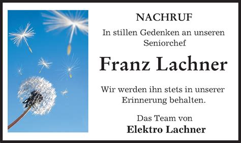 Traueranzeigen Von Franz Lachner Augsburger Allgemeine Zeitung