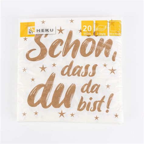 Serviette Sch N Dass Du Da Bist Sterne Wei Goldfarbig X Cm Lagig