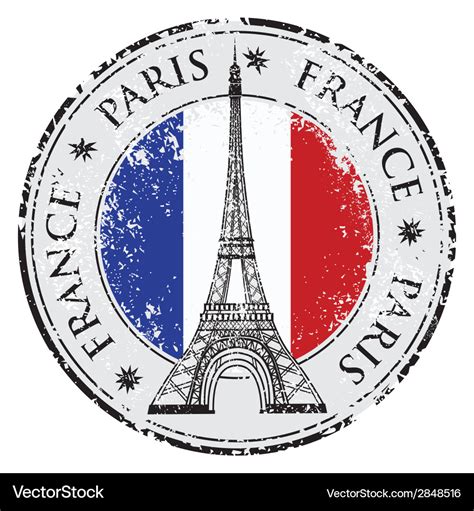 Paris Town In France Grunge Flag Stamp Royalty Free Vector