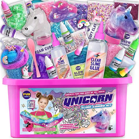 FunKidz Kit de limo esponjoso de unicornio para niñas de 6 años en