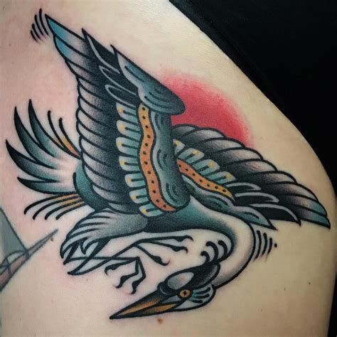 Great Blue Heron Tattoo Traditional | Heron tattoo, American ...