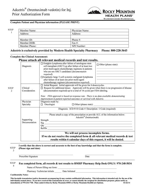 Fillable Online Rmhp Adcetris Brentuximab Vedotin For Inj Prior