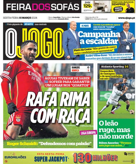 Capa Jornal O Jogo 15 março 2024 capasjornais pt