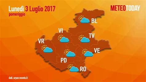 Meteo le previsioni per mercoledì 3 luglio sul Veneto