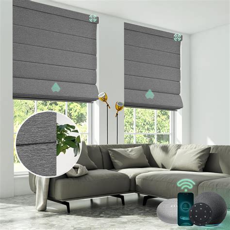 Yoolax Motorized Roman Shade Blackout Classic Fold Smart Blind Capable