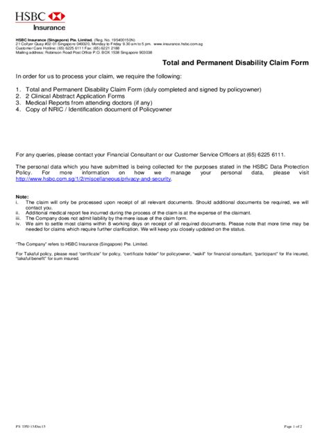 Fillable Online Total And Permanent Disability Claim Form Fax Email