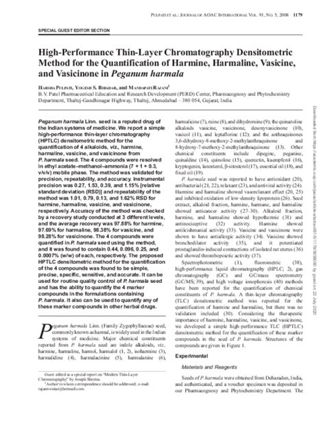 Pdf High Performance Thin Layer Chromatography Densitometric Method