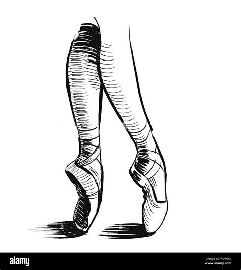 Ballerina Legs Ink Black And White Drawing Stock Photo Alamy