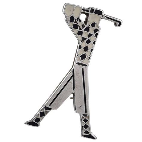 Vintage Sterling Silver And Enamel Golf Pin For Sale At 1stdibs