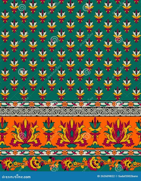 Indian Art Mughal Unique Floral Boti Design Element Motif Composition