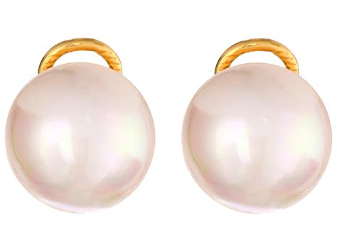 Majorica 14mm Mabe Round Pearl Earrings in White | Lyst