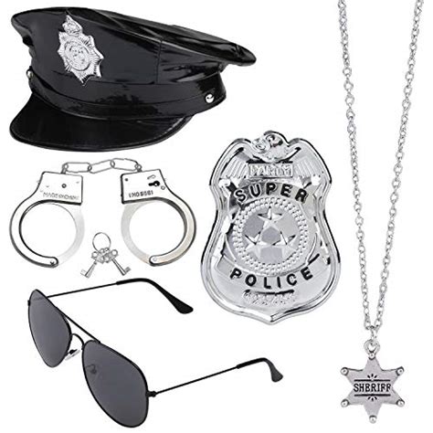 Beelittle Police Costume Accessories Police Hat Handcuffs Policeman