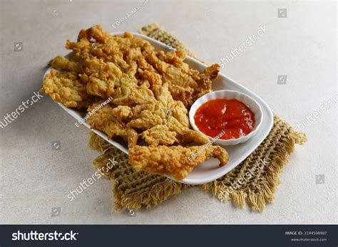 Crispy Fried Oyster Mushroom Jamur Krispi Stock Photo