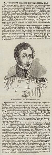 Major General Sir John Hunter Littler Kcb Engraving