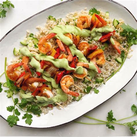 Cilantro Lime Rice With Shrimp Skewers