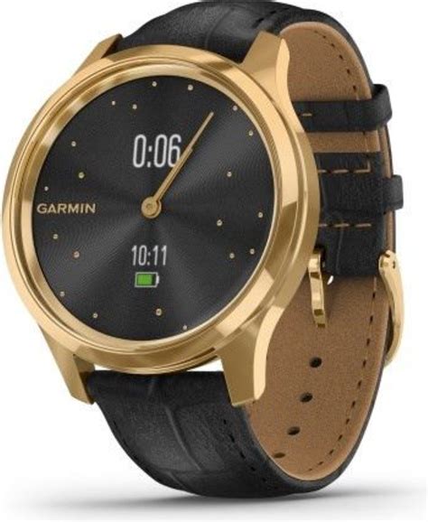 Garmin vívomove Luxe 24K Gold Steel Black Leather Band Tovys cz