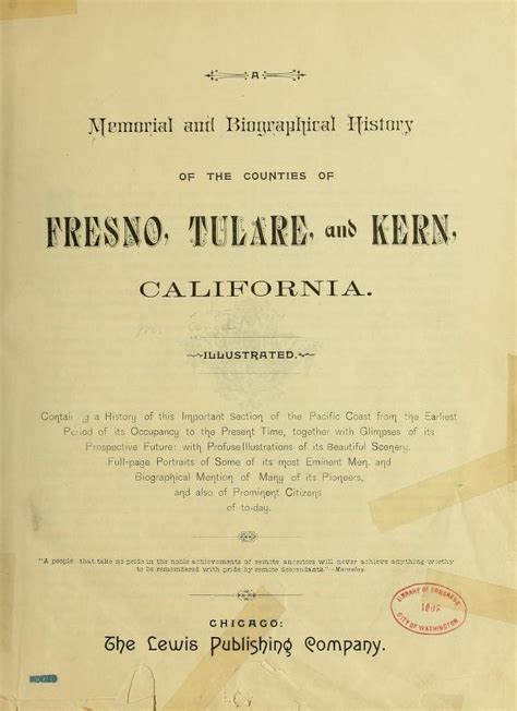 History Of Tulare County California With Biographical Sketches