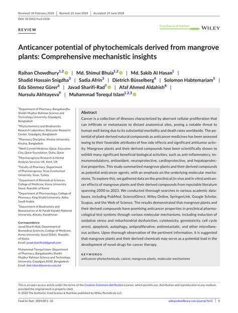 Pdf Anticancer Potential Of Phytochemicals Derived From Mangrove