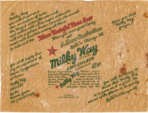 1939 Milky Way Candy Wrapper Archive