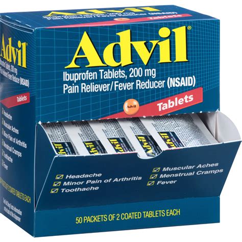 Advil Ibuprofen Pain Relieverfever Reducer Tablets 200 Mg 502 Pks