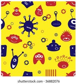 Seamless Monster Pattern Stock Vector Royalty Free 36882076