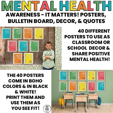 Mental Health Awareness Bulletin Board Posters Decor Set